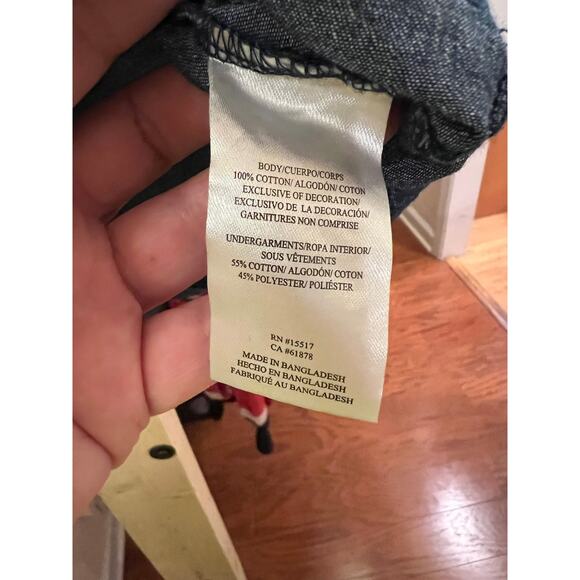 Girls Denim Sleeveless Ruffle Dress with Pink Trim - Picture 5 of 6